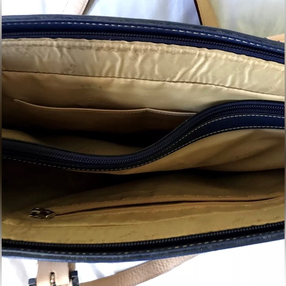 El Potro Tote Leather Blue Shoulder Bag Shopper Zipper Studs Double Handle - Picture 9 of 15